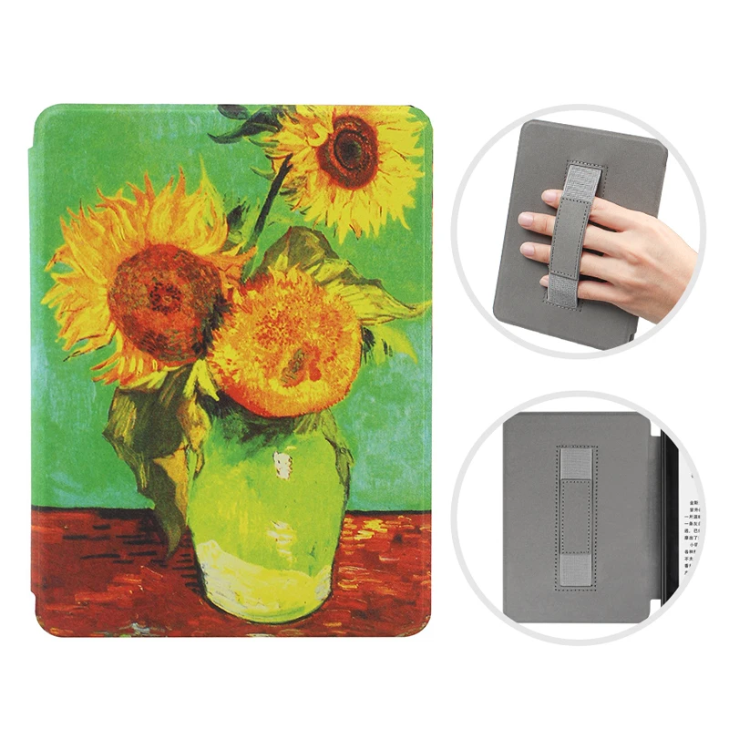 Premium Leather E-Reader Case with Screen Protector and Hand Strap, Auto Wake/Sleep Feature