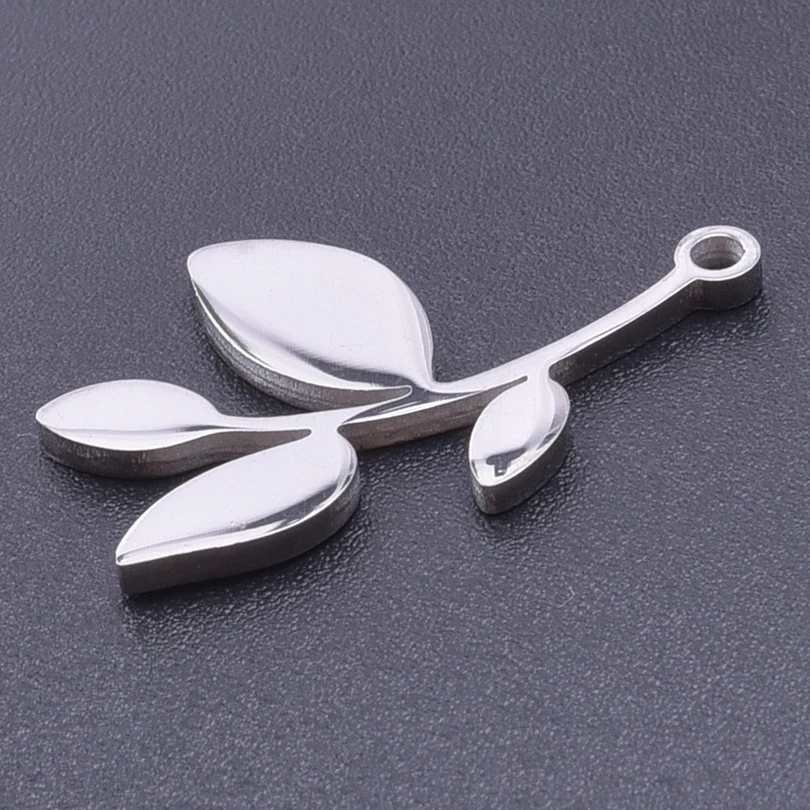 5pcs/Lot Fashion Plant Charms Leaf Flower Stainless Steel Pendants For Jewelry Making Supplies DIY Bracelets Earrings Charm Bulk