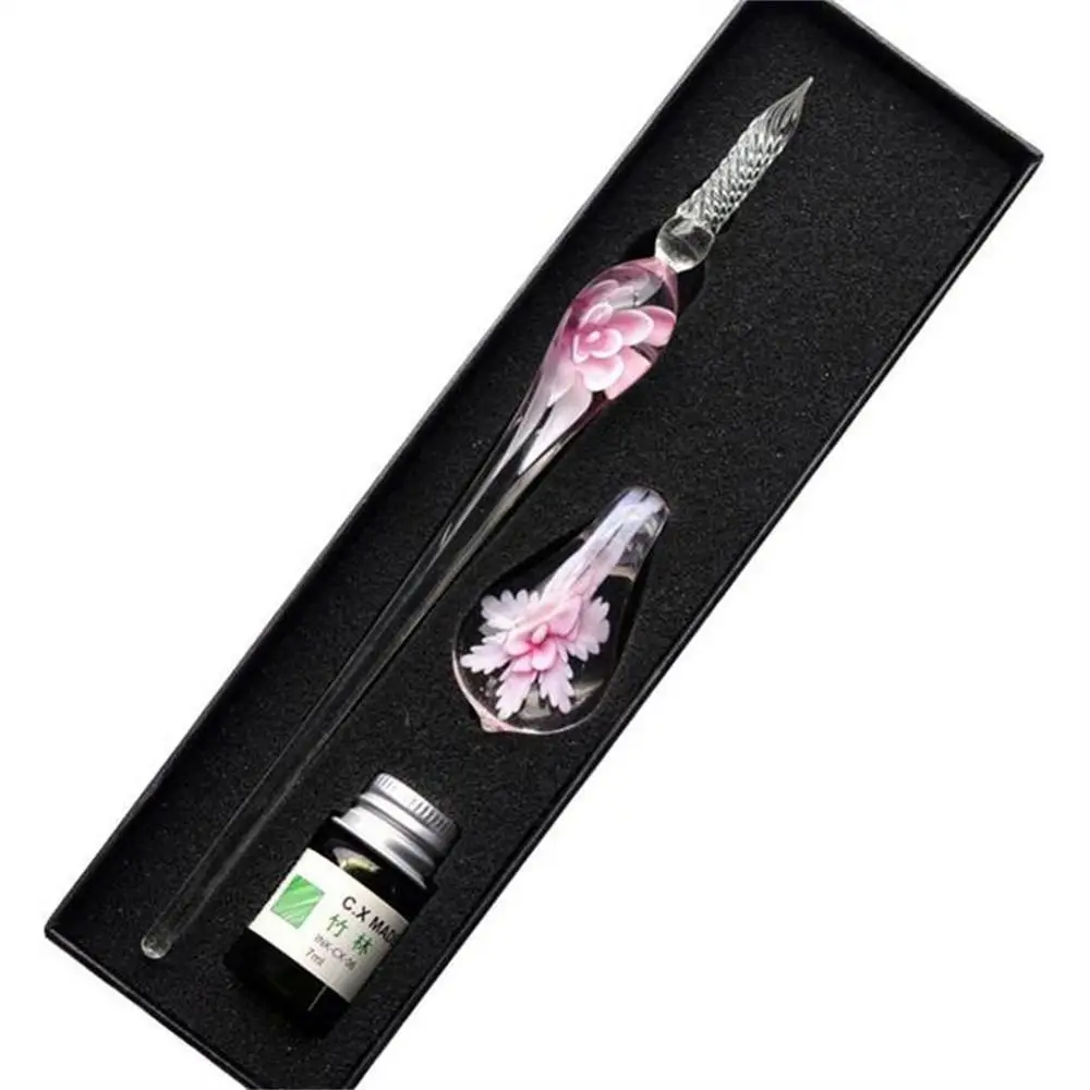 Elegant Floral Glass Dip Pen for Calligraphy and Writing Craftsmanship