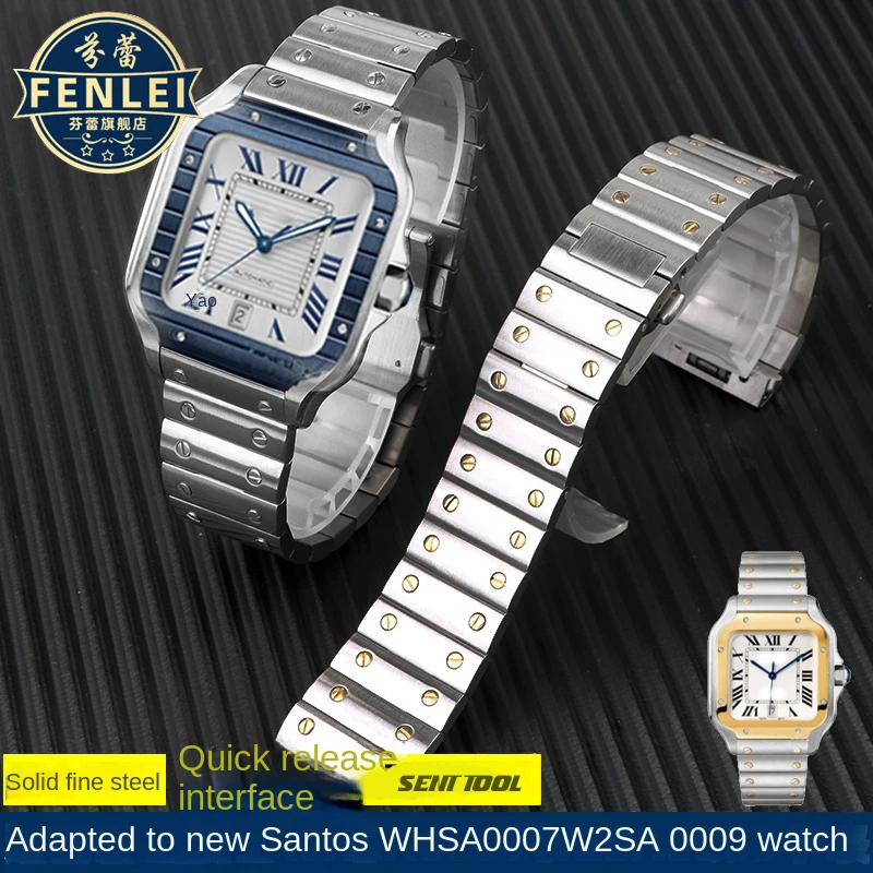 Per Cartier Santos Wssa0010 W2Sa0009 Cinturino Per Orologio A Sgancio Rapido Cinturino Per Orologio In Acciaio Inossidabile Solido Bracciale Da Uomo 2