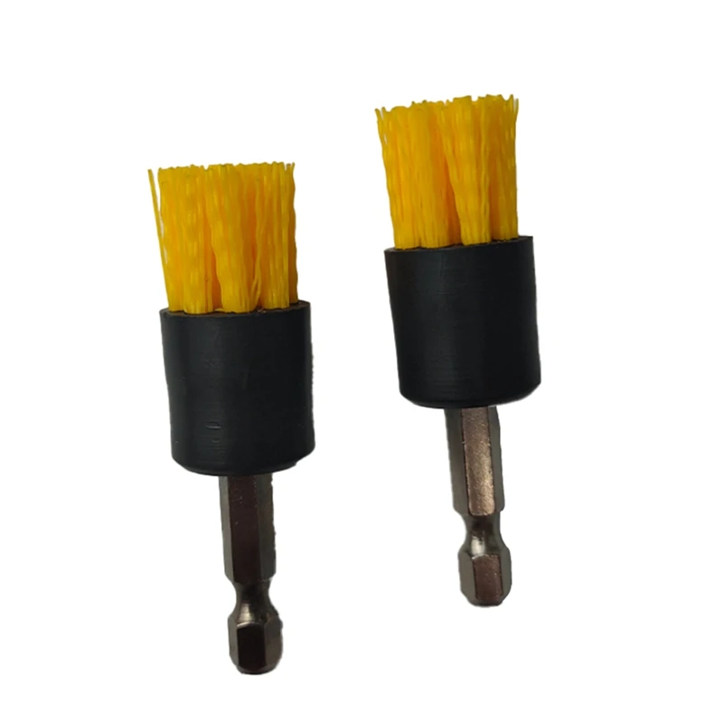 4 Pack Drill Brush Attachment Set Yellow Plastic For Cordless Drill Tile & Grout Drill Brush Set 3