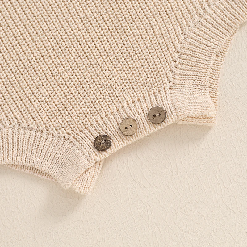 Focus norm 4 Farben Neugeborene Jungen Strick pullover Stram pler 0-12m Langarm Rundhals ausschnitt fester Winter pullover für lässig täglich – Detail 8