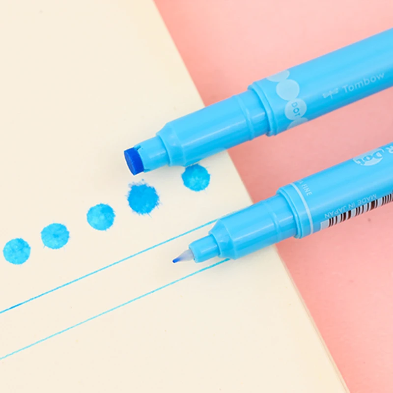 일본 TOMBOW 도트 펜, 더블 헤드 웨이브 포인트 컬러 펜, 귀여운 핸드북 다이어리, 크리에이티브 형광펜, 3/12 색 세트, 플레이 컬러 도트