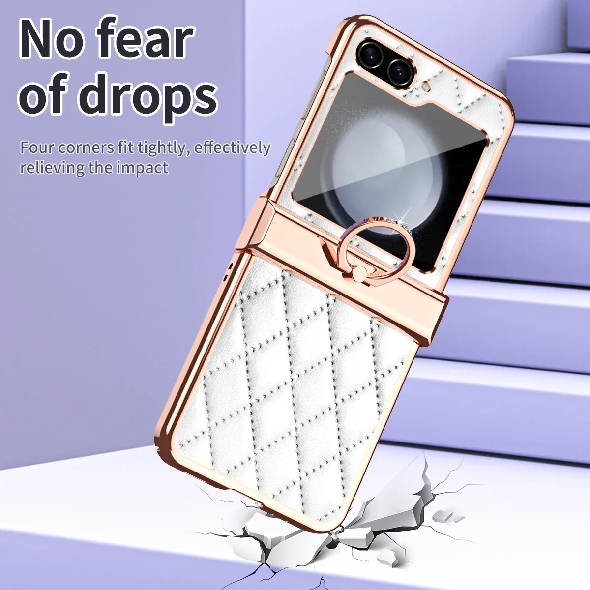 For Samsung Galaxy Z Flip 5 Luxury Leather Case with Finger Ring Stand Full Coverage Cover Case For Samsung Z Flip 5