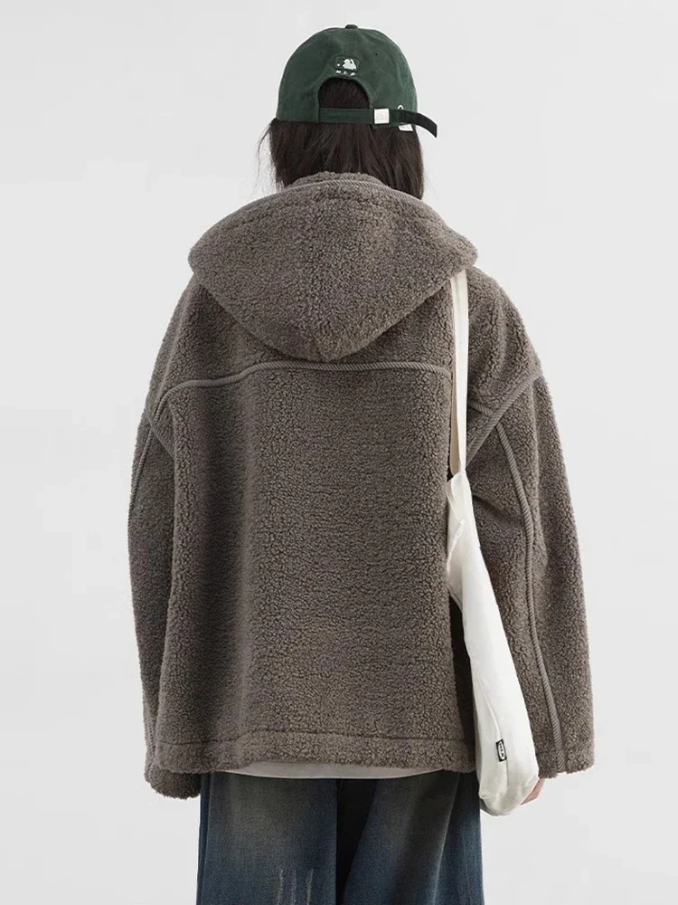 CHIC VEN Women's Jackets Solid Loose New British Hooded Stand Up Collar Ladies Jacket Warm Female Plush Coat Autumn Winter