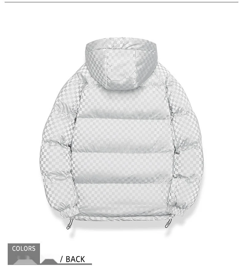 Unisex puffer jacka med luva glansig vinterjacka för herr och dam_voghion.com