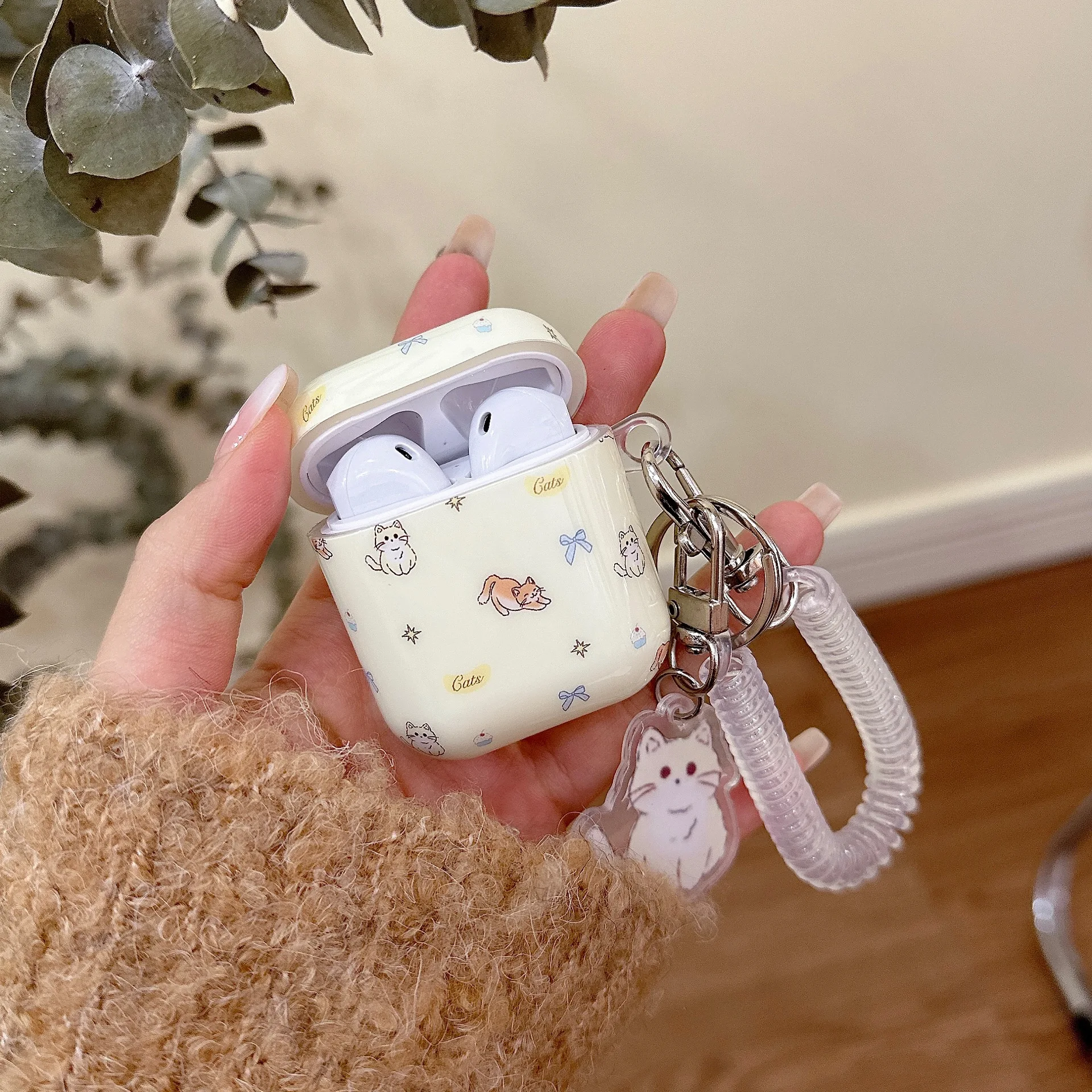 Cartoon 3D Cat Chain Earphone Case For Airpods