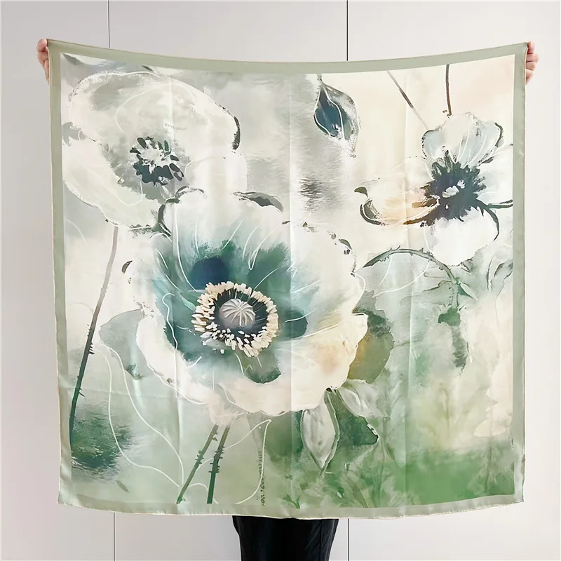 

Luxury Brand 100% Natural Real Silk Scarf Korean Square Mulberry Shawl Women Wrap Neckerchief Female Bandana Foulard Scarves