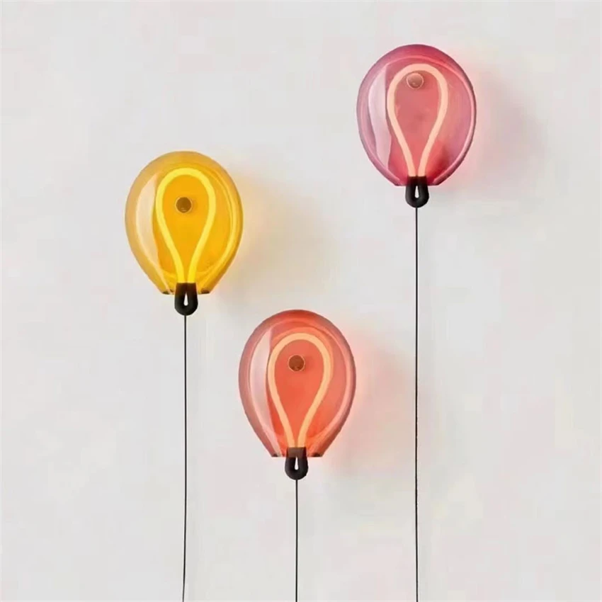 

Nordic Stained Glass Balloon Luxury Wall Lamp Restaurant Creative Decorative Atmosphere Art LED Interior Living Room Wall Ligh