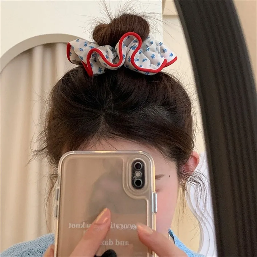 Korea Nette Dot Plaid Scrunchies Frauen Mädchen Elastische Haar Gummibänder Zubehör Krawatte Haar Ring Seil Kopfschmuck Headwear Ornament – Detail 12