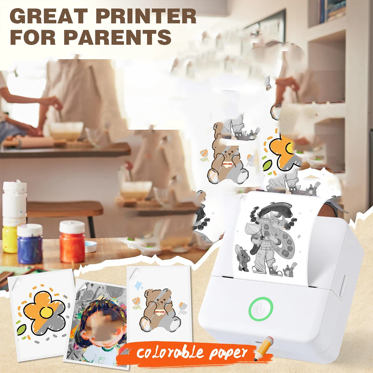 Portable Sticker Printer, Thermal Pocket-Style with APP Control & Multiple Templates (Standard Set: Printing Machine