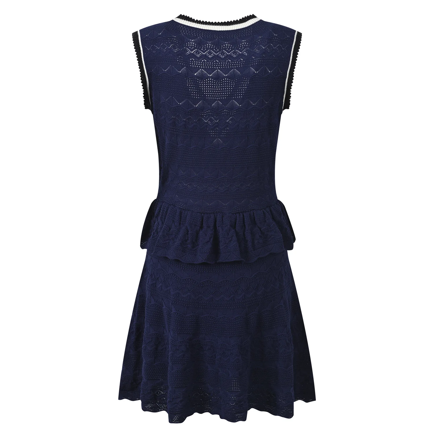 ZJYT Summer Women's Mini Dress Knitted Fashion 2026 New Sleeveless Ruffles Patchwork Short Casual Party Dresses Female White 2