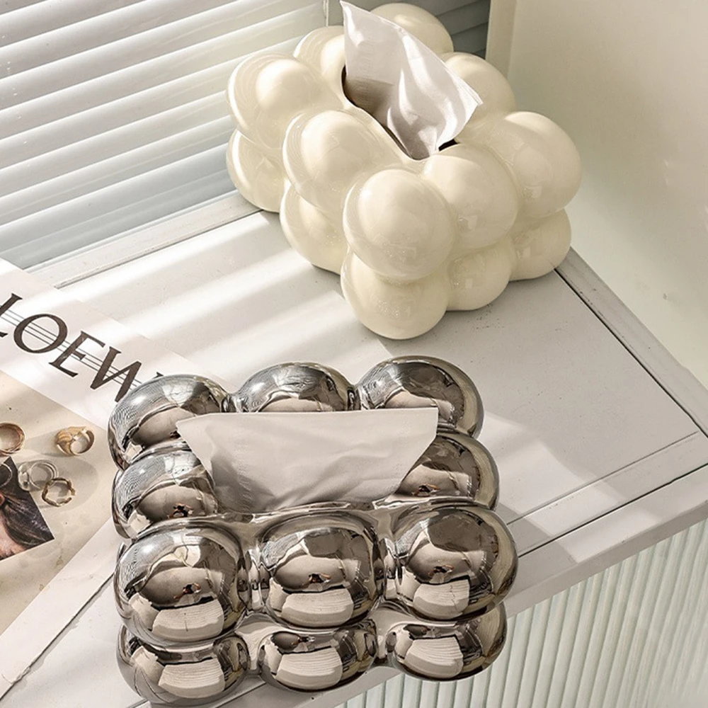 Tissue Container 19.5x15x10cm Light Luxury 2023 High-end Poly Long Eith Living Room Decoration Tissue Holder Ceramic Tissue Box 2