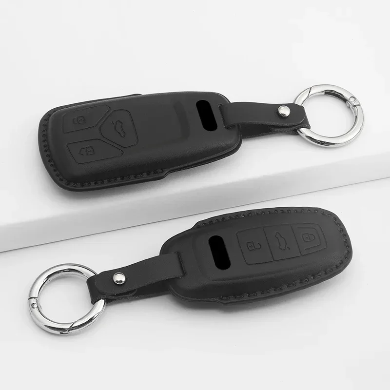 For Audi Car Key Case Cover Shell Protection A6 A4 A5 A7 A8 C8 Q8 8S 8W Q7 B9 4M S5 S4 S7 D5 TT TTS TFSI TU Leather Accessory