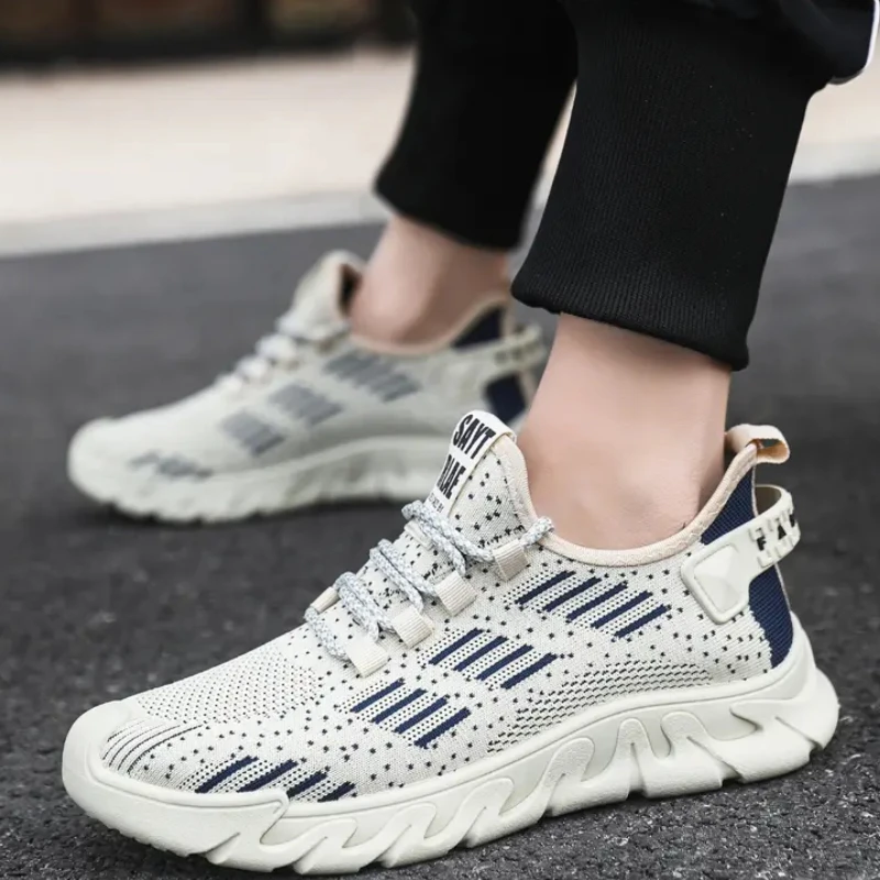 

Мужские Легкие беговые кроссовки, удобная сетчатая обувь на шнуровке, повседневные прогулочные кеды с мягкой подошвой, для весны и осени