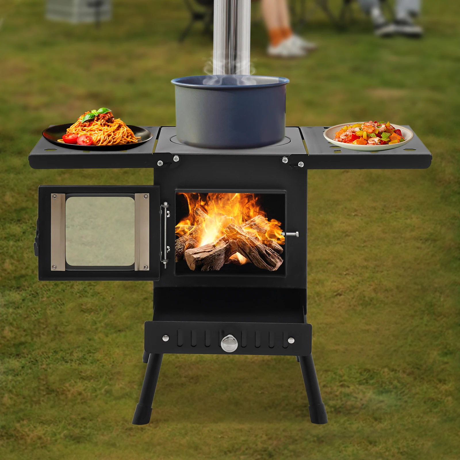 Klappbarer Outdoor-Camping-Holzofen Tragbarer Zelt-Ofen mit Verstellbarer Höhe und Schornstein für Outdoor-Heizung & Kochen & Wandern – Detail 19