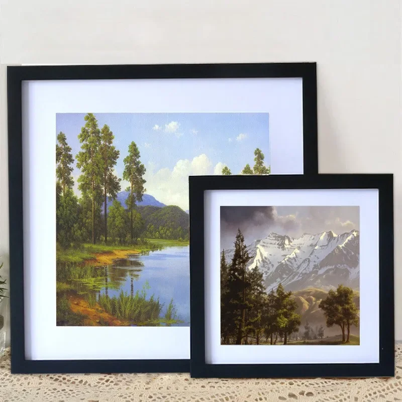 Wood Photo Frame 1pc Square Wood Photo Frame For Wall Hanging 20X20 25X25cm Stand For Pictures Photo Decor Commemorative Gift