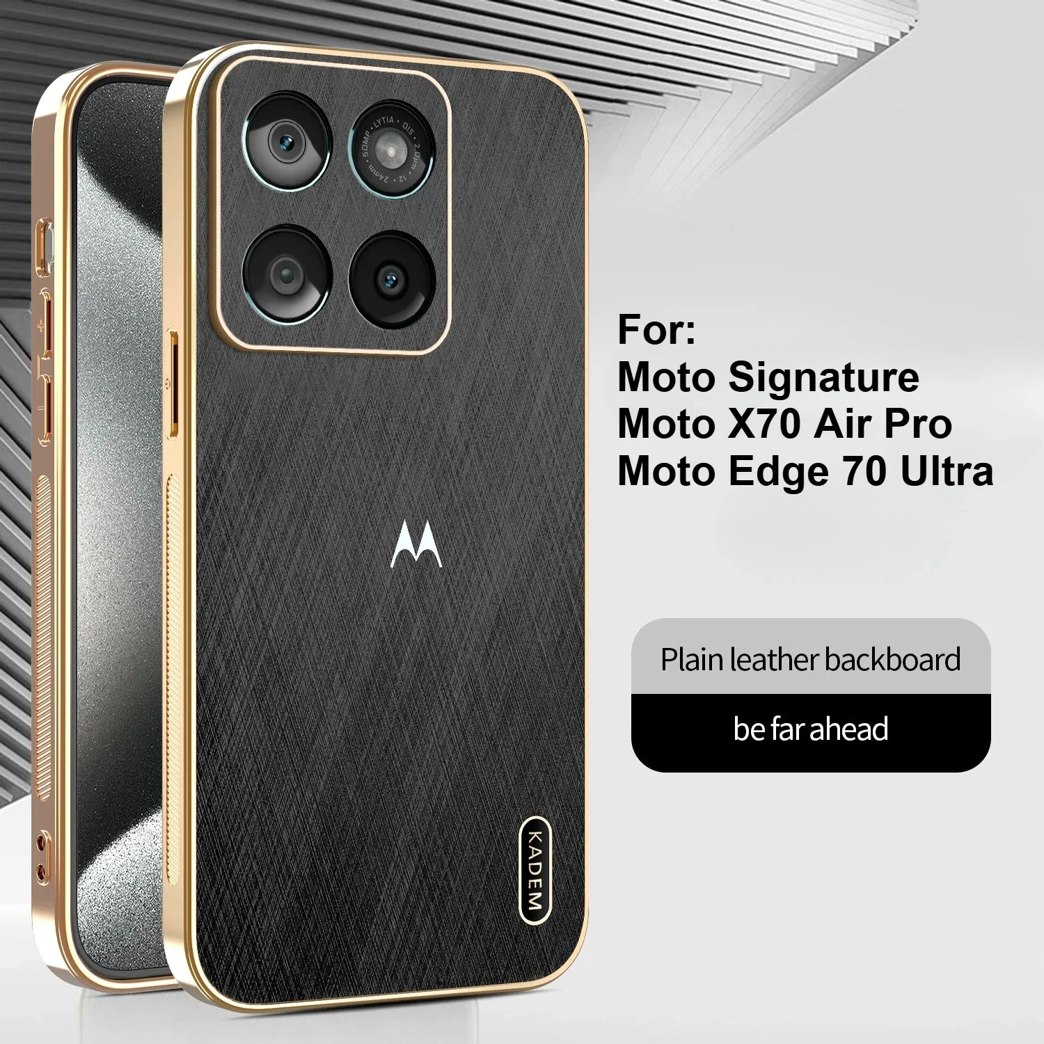 Luxury Brushed Vegan Leather Phone Case with Power Plating Edge Cover