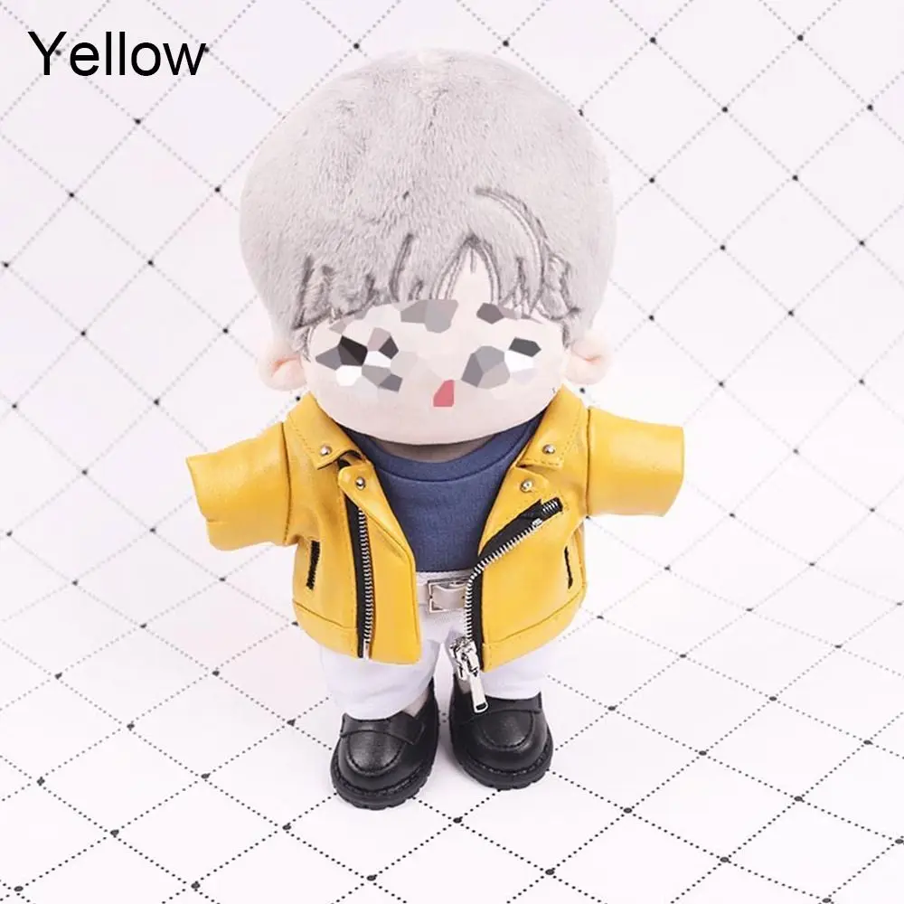 PU Leather Winter Coat for 20cm Dolls Handmade Jacket