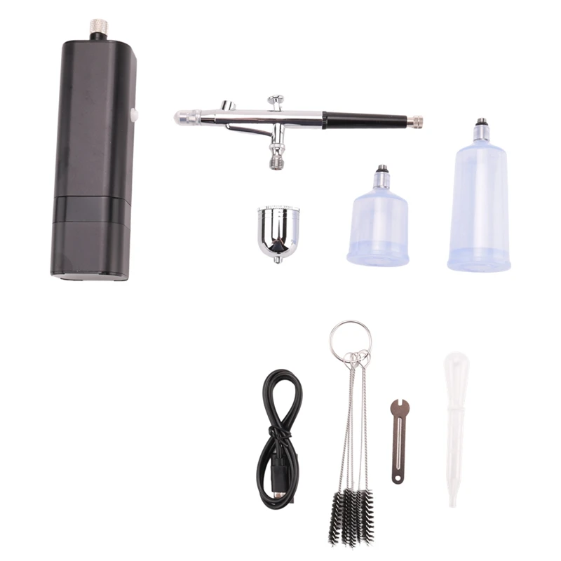 

1Set Cordless Airbrush Kit With Compressor 32 PSI Handheld Air Brush Set Dual Action Airbrush For Nail Art,Painting,Decor Black