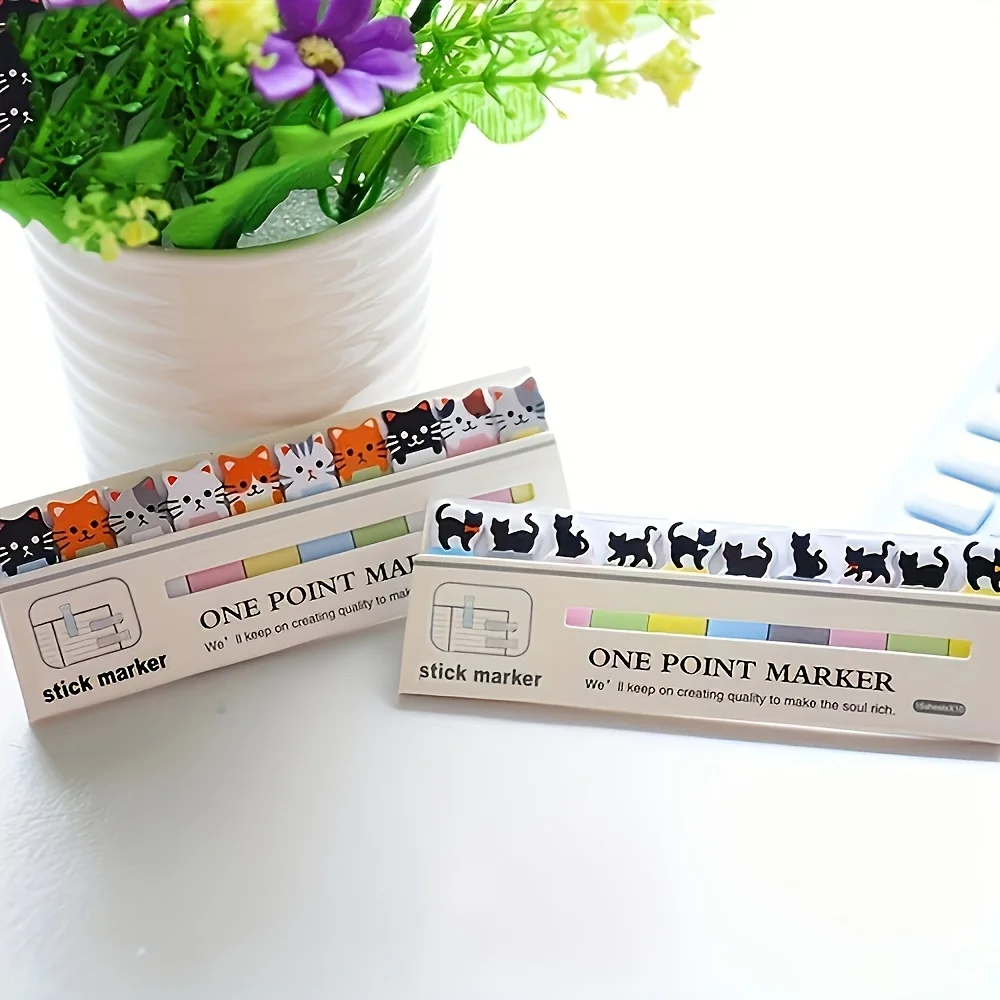 Cartoon Cat Theme Sticky Notes Set - 150 Sheets | Ideal for Bookmarks and Memo Pads, Essential Office Supplies