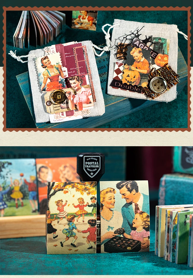50 Stück Retro-Aufkleberbuch, amerikanisches Leben, Scrapbooking, DIY, Dekoration, Journaling, Vintage-Briefpapier, ästhetische Pflanzen, Manuskript – Detail 11