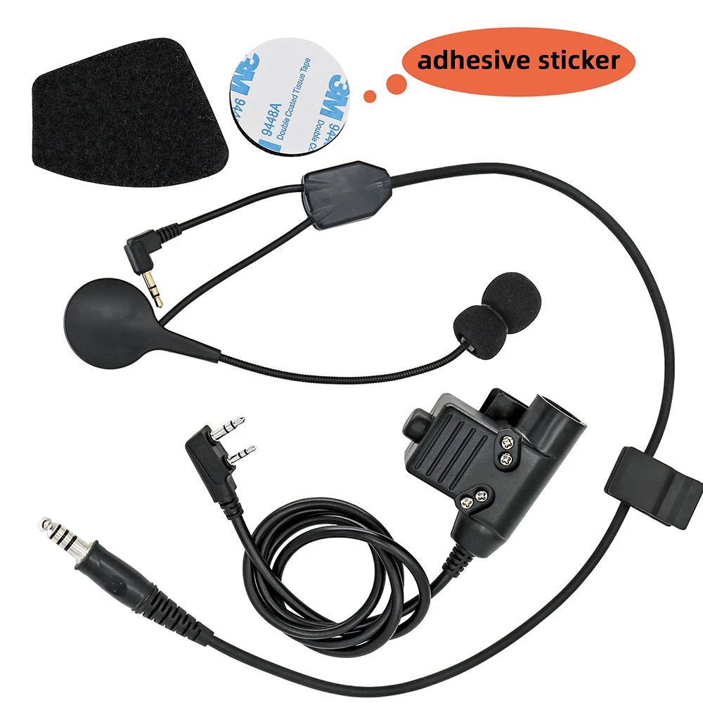 Tactical headphone adapter Y cable set with PTT adapter u94 PTT compatible sordin ipsc headset