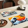 Japanese Wave Art Kitchen Dish Mat Absorbent Dining Table Mats Retro Non-slip Placemat Coffee Dish Tableware Mat for Home Decor 2