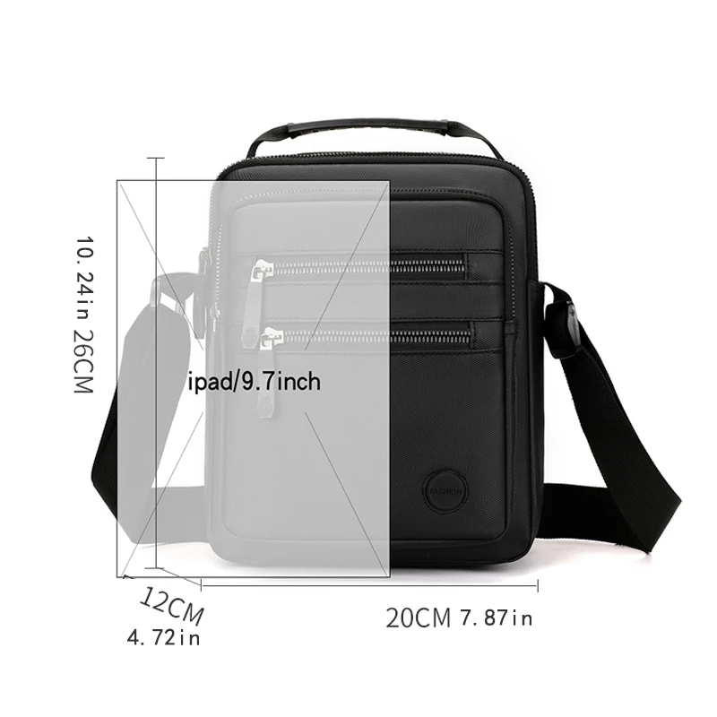 Men's large capacity multi-layer Shoulder Bag - adjustable shoulder strap, multiple zipper pockets, outdoor leisure style, durab