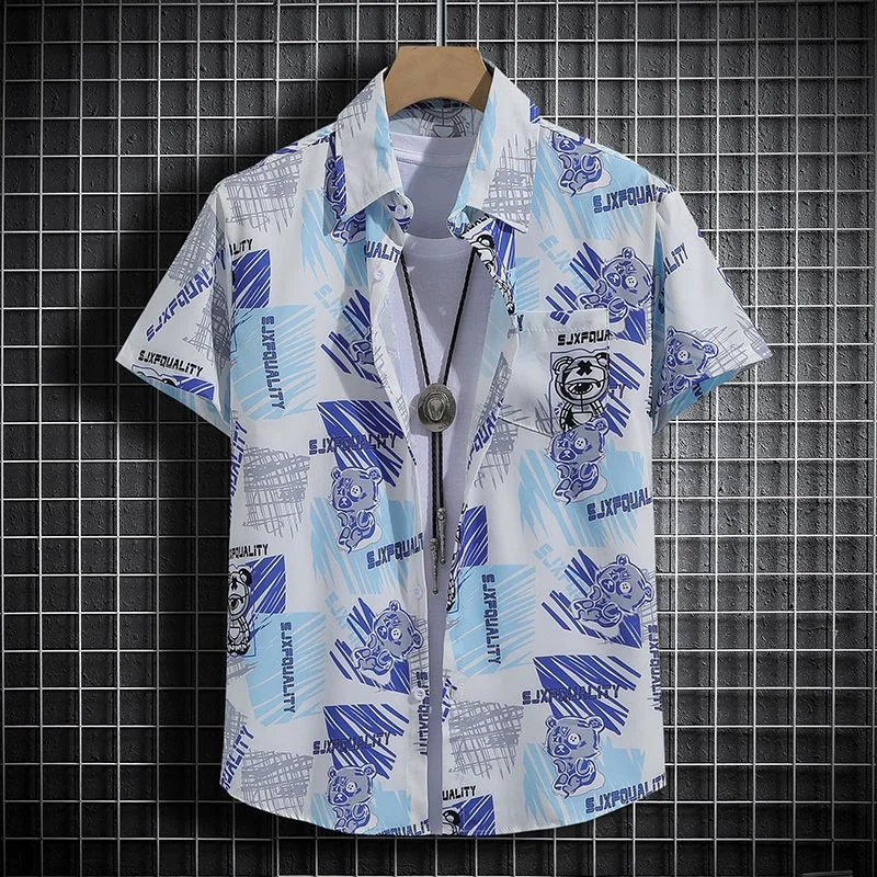 Beach Style Printed Shirts for Men - Short Sleeves Hawaiian Loose-Fit Casual Shirts 3