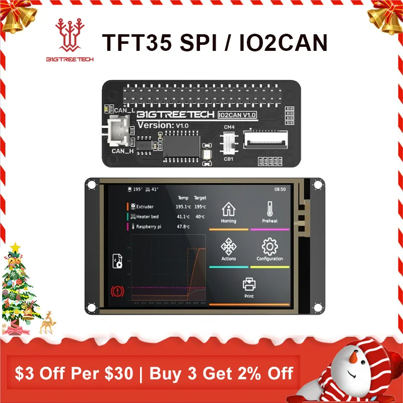 BIGTREETECH TFT35 SPI V2.1 Touch Screen With IO2CAN V1.0 Module 3.5'' 480x320 TFT Display for CB1 M8P 3D Printer Motherboard bigtreetech u2c 2 1 module for rspberry pi 3d printer ebb36 ebb42 3d printing have rich can interface