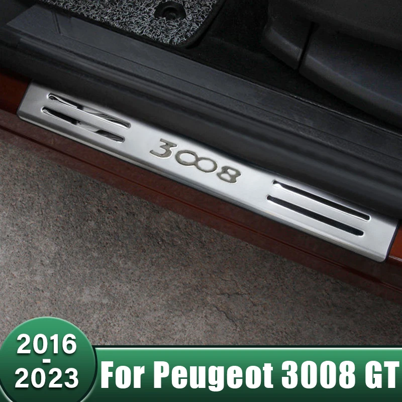 

Car Side Door Sill Scuff Plate Trim Cover Welcome Guard Pedal For Peugeot 3008 GT Hybrid 2016 2017 2018 2019 2020 2021 2022 2023