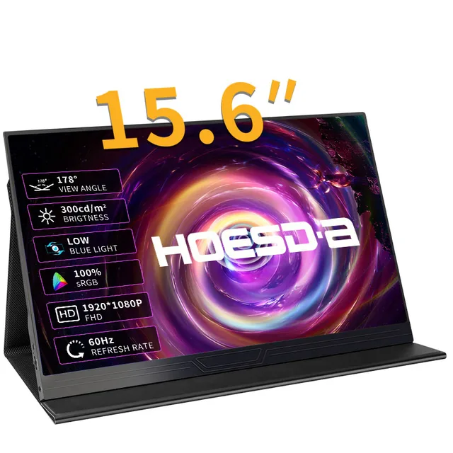 HOESD.a 15.6 inch Gaming Monitor Portable Screen 1080P 300cd/m2 Extended Display for Laptop Phone Switch Xbox PS4/5 PC Mini PC