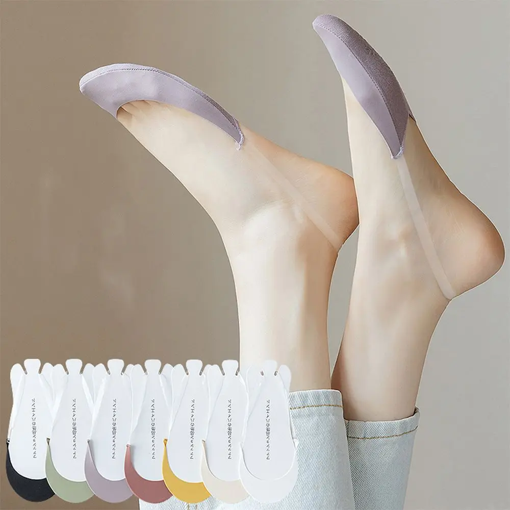 

Summer Invisible Sling Socks Women Ice Silk Half Feet No Show Low Cut Boat Socks Casual Solid Low Cut 1 Pair Cool Soft Silk Sock