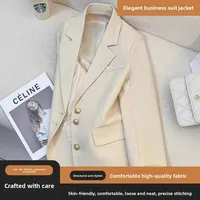 Elegant Commuter Style Women's Blazer Jacket 2025 New Fashion Personality Design Spring Autumn Trendy Clothing Polyester Fabric