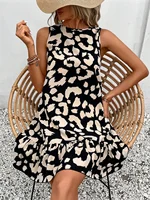 Women Summer Style Dress Lady Casual Sleeveless Leopard Printed Slim Mini A-line Dress - Image 3