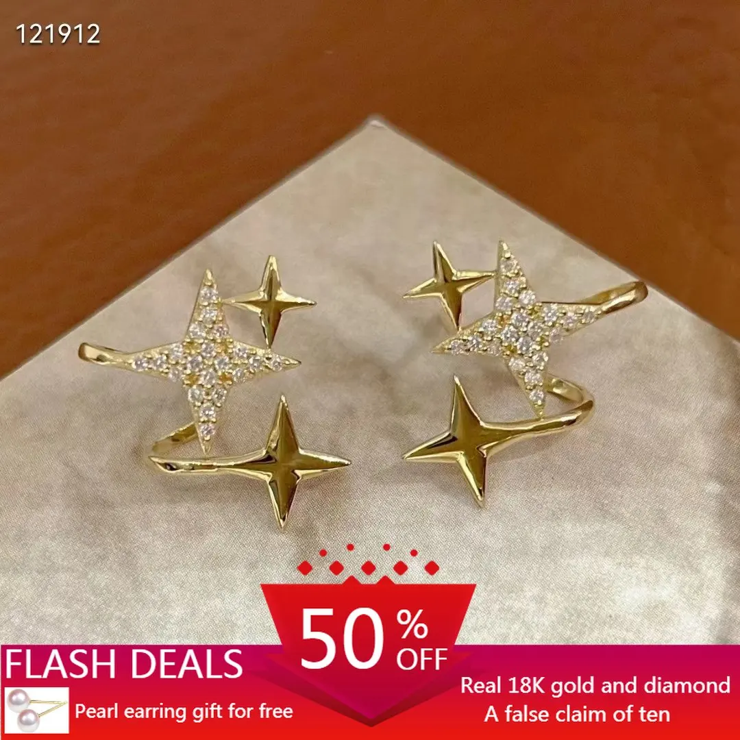 Sparkle Star Stud Earrings Gold