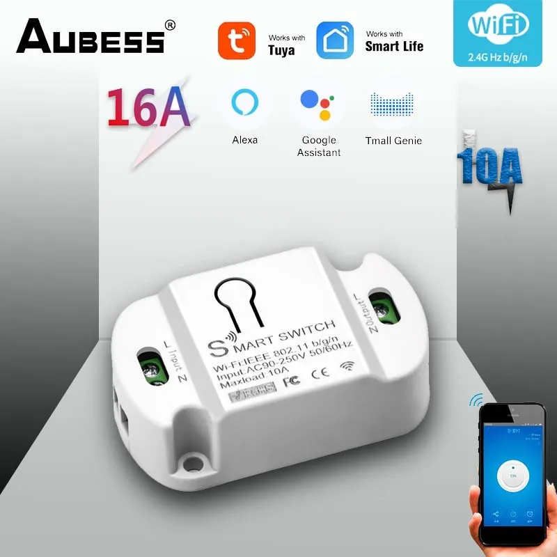 1/2CH Tuya Smart Zigbee Smart Light Switch Module DC 5/12/32V RF433 Receive 10A Relays Work With Alexa Google Assistant