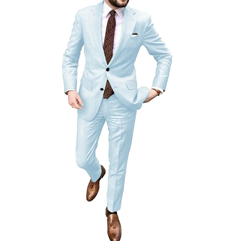 Men's Two Buttons Wedding Suits Notch Lapel Tuxedo 2 Pieces Suit for Formal Party Prom Business (Jacket+Pants)