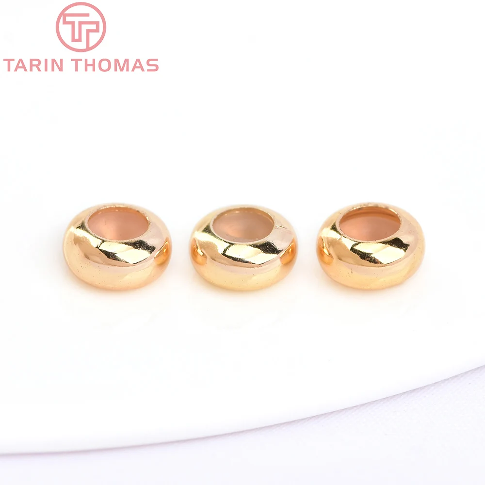20PCS Gold-Plated Brass Beads with Rubber Accents