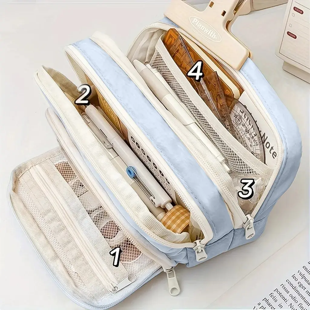 Astuccio Grande Capacità Kawaii, Borsa Portapenne Carina, Organizer Multifunzionale per Cancelleria, Astuccio per il Ritorno a Scuola, Regalo per Studenti - immagine 5