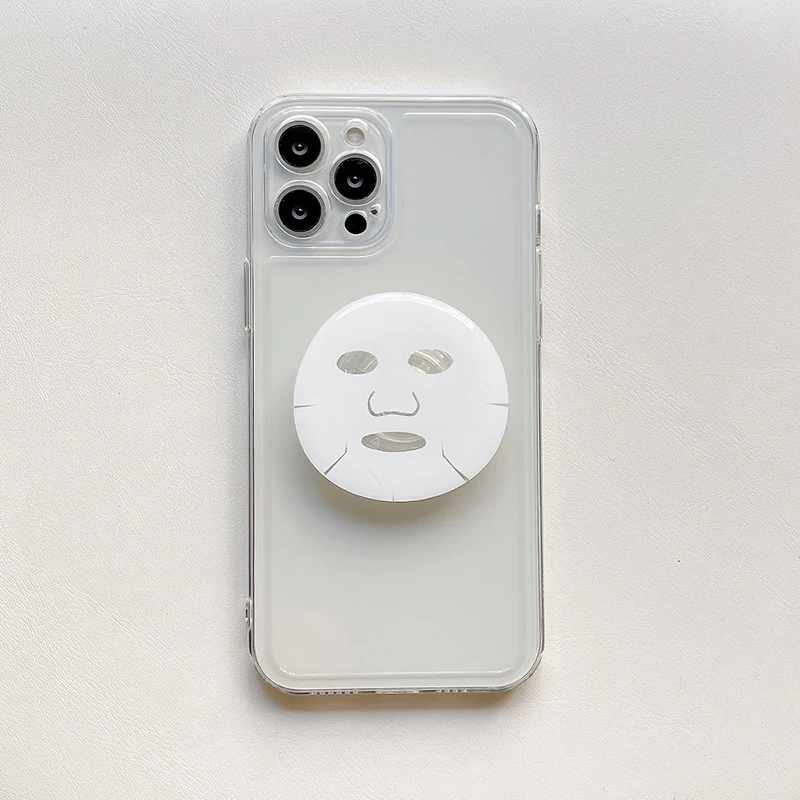 Cute Facial Mask Phone Ring Holder - Korean-Style Smart Tok Finger Grip