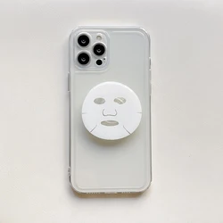 Cute Facial Mask Phone Ring Holder - Korean - Style Smart Tok Finger Grip (White)