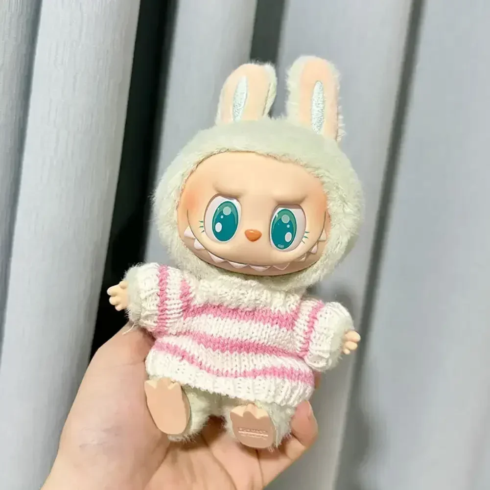 Labubu Idol Cute Doll Fashion Sweater Outfit - Pink and White Striped Party Sweater with Accessories