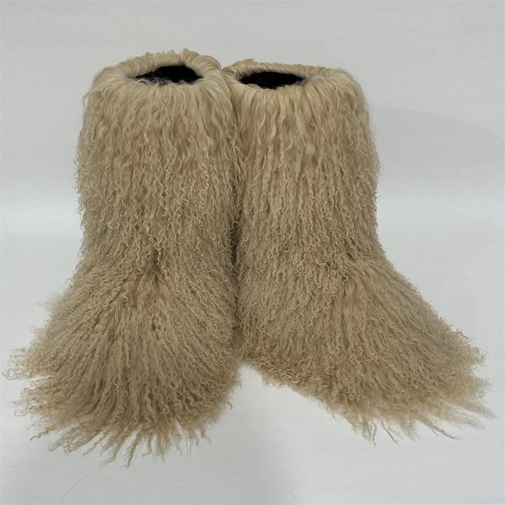 Real Mongolian Fur Boots Wool Boots Warm Snow Boot Fur Shoes ...