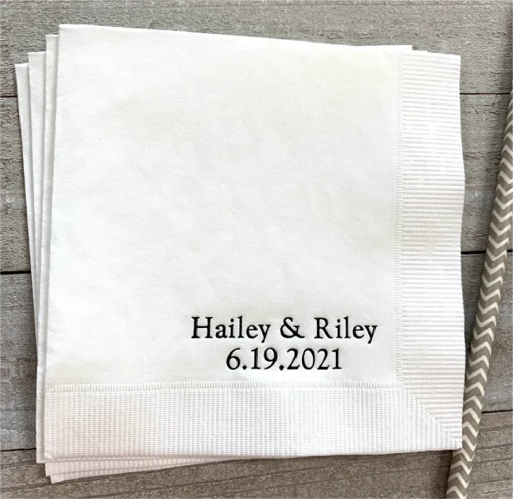 

50PCS Personalized Napkins Wedding Personalized Cocktail Beverage Paper Anniversary Party Monogram Custom Luncheon Avail!