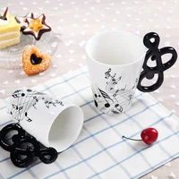 240ml Creative Music Ceramic Mug Guitar Violin Style Cute Coffee Tea Milk Stave Mugs And Cups with Handle Novelty Gifts 2