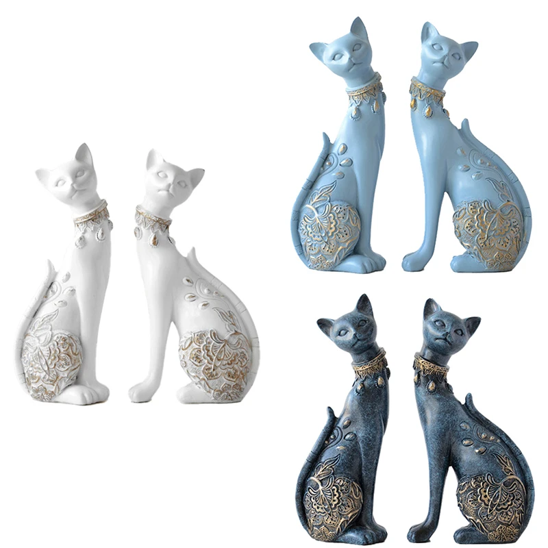 

Милые фигурки кошек из смолы, украшение для дома, креативный свадебный подарок, ремесла, статуи животных, декор для стола, скульптуры