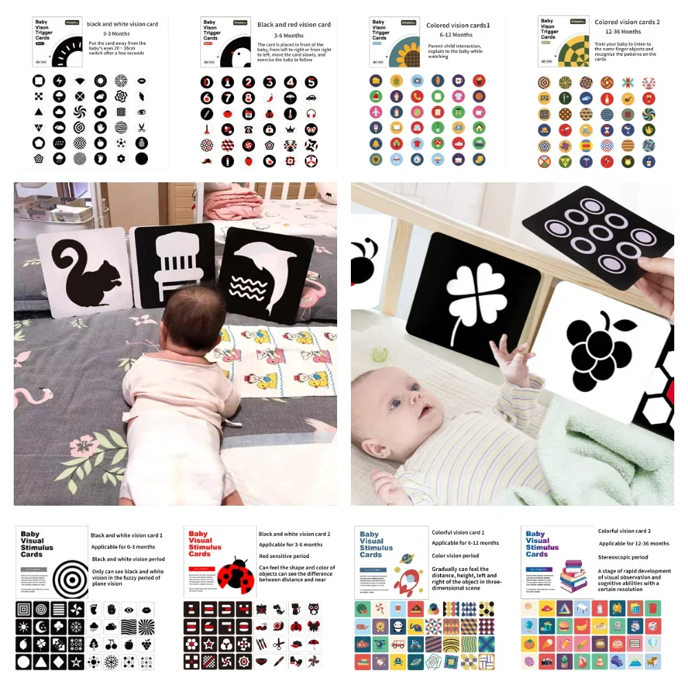 Montessori Baby Visual Stimulation Cards Black White Baby Cards High Contrast Flash Card Learning Educational Toys for Children 5