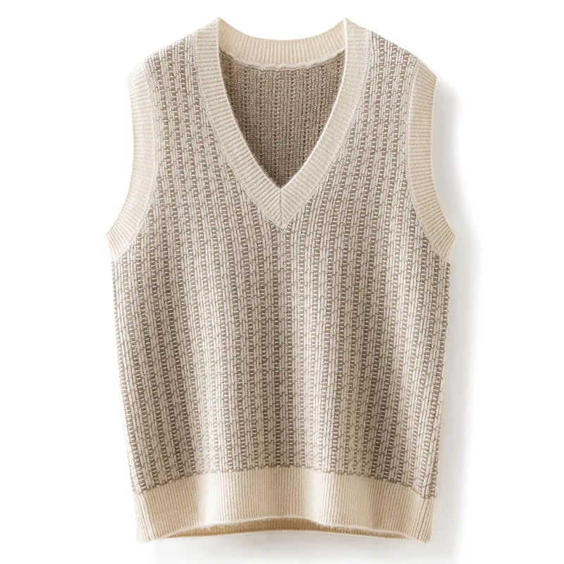 

Women Pullovers Sleeveless Print 100% Cashmere Knitwear Female Soft Warm Sweater FN01